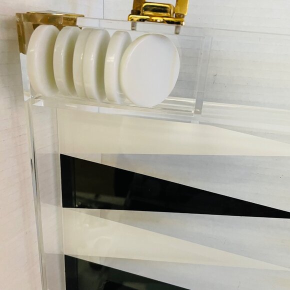 Luxury Acrylic Backgammon Set With Gold Accents & Dice 17" x 13  1/3" x 3' - Picture 13 of 16